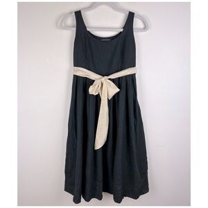 Banana Republic Balletcore Feminine Romantic Sleeveless Linen Midi Dress Black 0